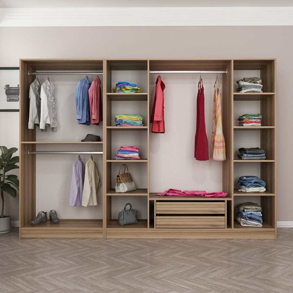 Nisa Plus 6 Kapaklı 2 Çekmece Dolap Dore Plus Dore Reflekte Cam