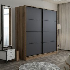 Minar Kale210Y 2K Sürgülü Dolap 220G - Dore Antrasit