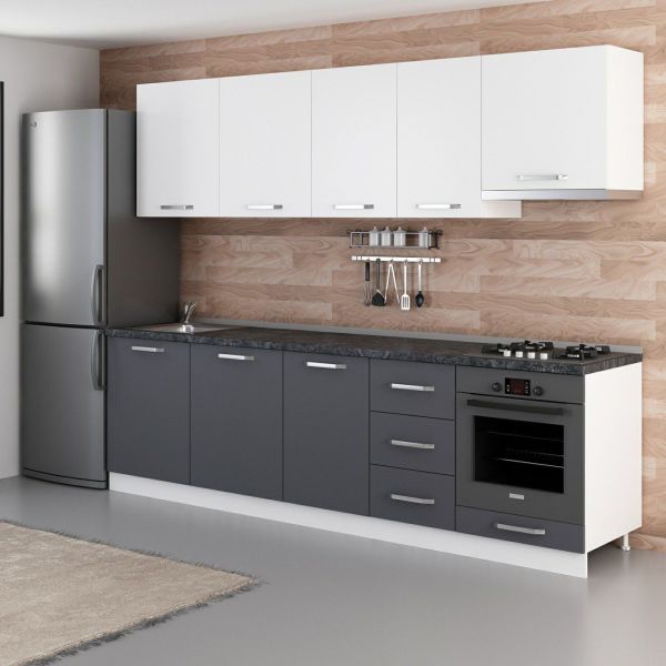 Minar 275 Cm Mutfak Dolabı Beyaz Antrasit 275-A8