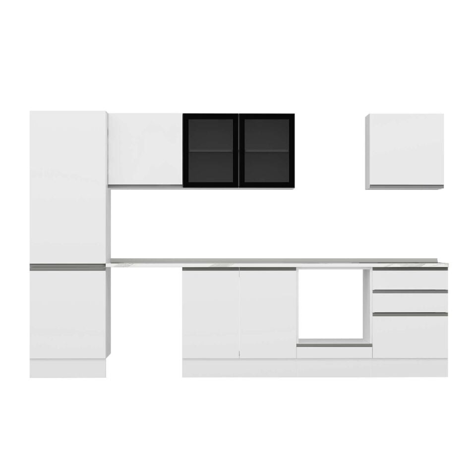 Alvinka 320X210 Cm High Gloss Mutfak Dolabı M-E80S60S60-3 High Gloss | Beyaz - Mdf