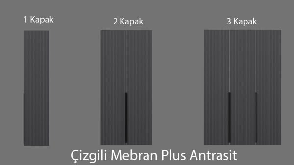 Kale Çizgili Mebran Kapak Antrasit 3\'Lü Kapak - 210CM