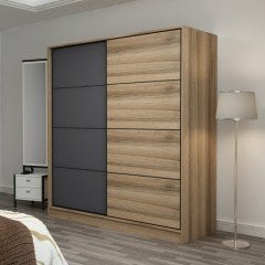 Minar Kale210Y 2K Sürgülü Dolap 220G - Dore Antrasit Dore