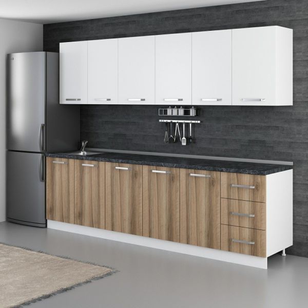 Minar 275 Cm Mutfak Dolabı Beyaz Dore 275-D1