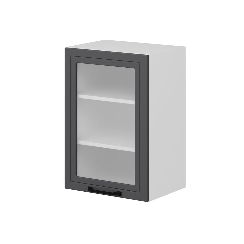 Alvinka Mutfak Modül Mbr_A Üst 1Dk2R 50-H72Cm Dolap Cam Beyaz Antrasit