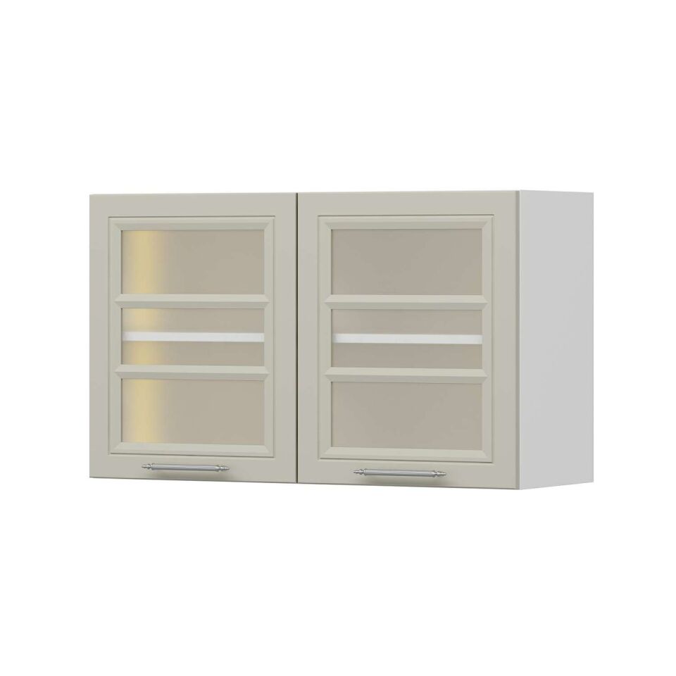 Alvinka Mutfak Ledli Modül Üst 2Dk1R 100-H60Cm Mbr C Cam  Beyaz Kum