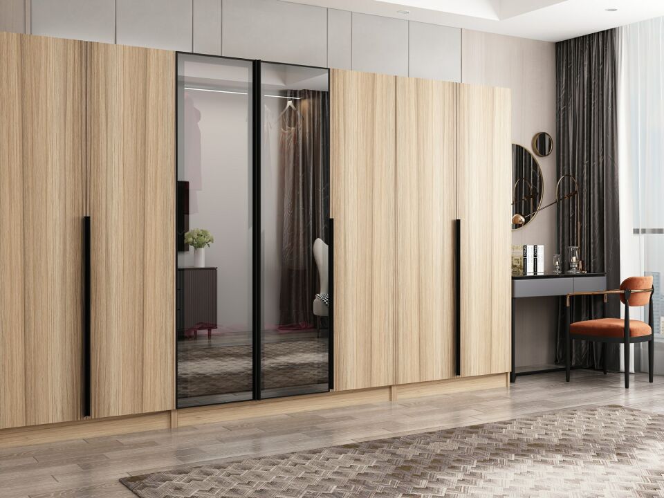 Nisa Plus 7 Kapaklı 2 Çekmece Dolap Dore Plus Dore Reflekte Cam