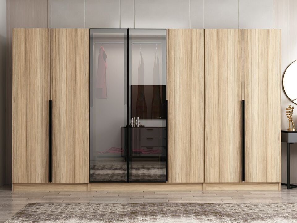 Nisa Plus 7 Kapaklı 2 Çekmece Dolap Dore Plus Dore Reflekte Cam