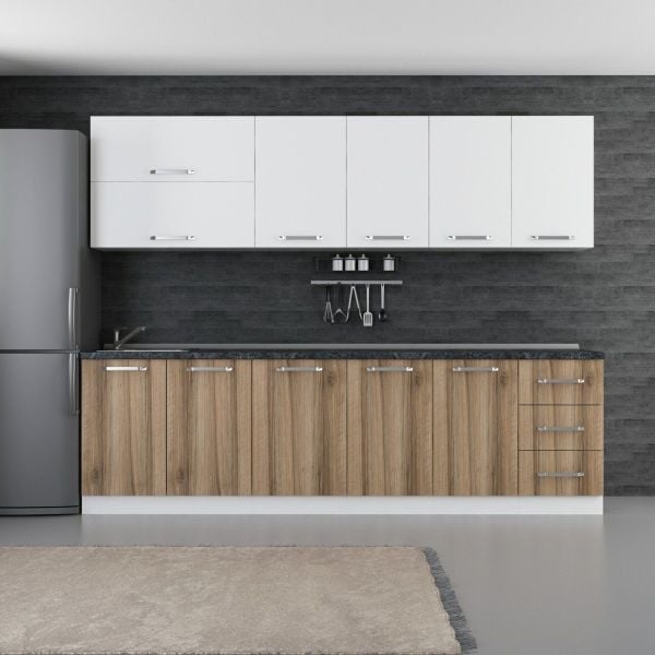 Minar 275 Cm Mutfak Dolabı Beyaz Dore 275-D2