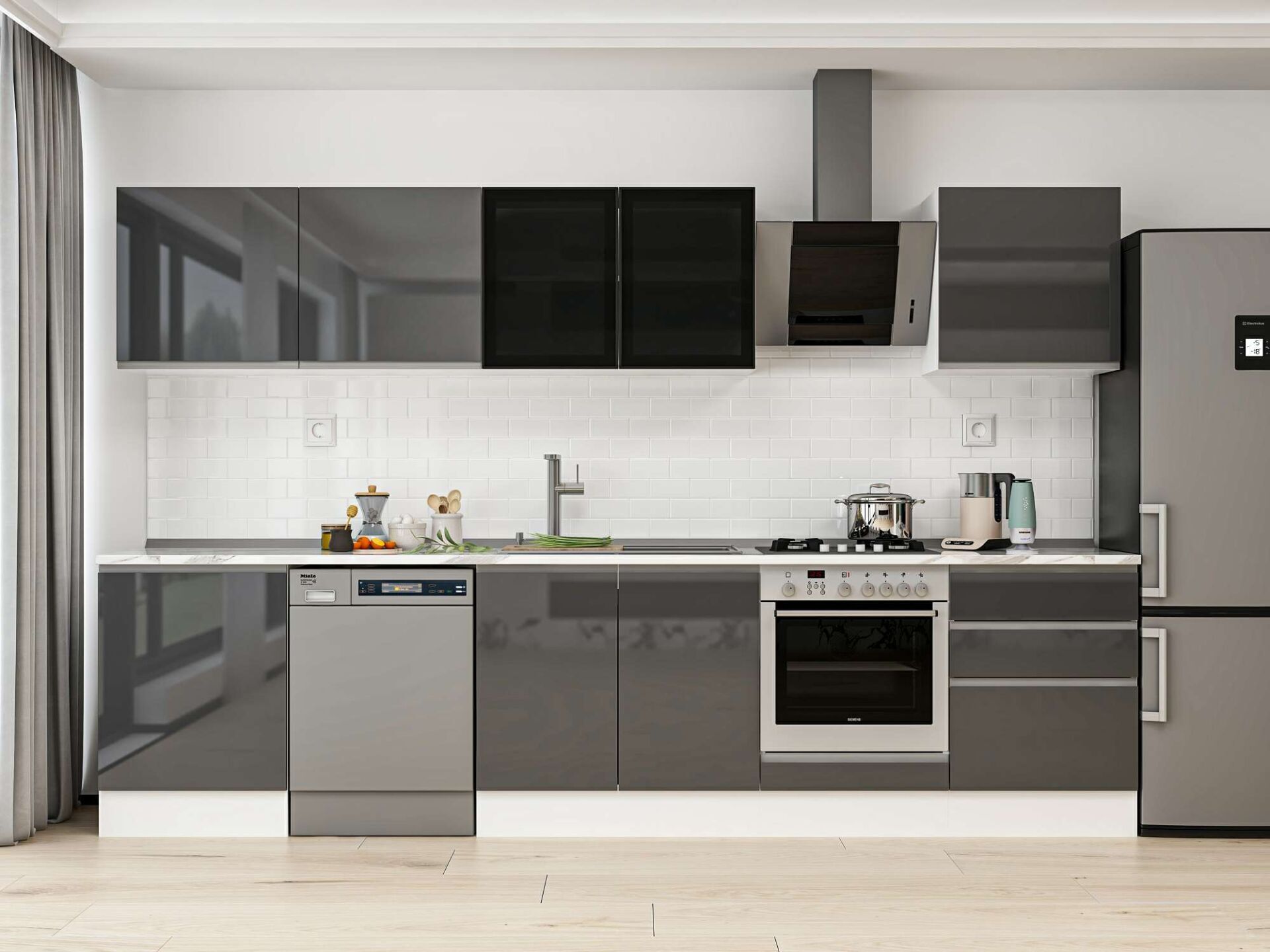 Alvinka 320X210 Cm High Gloss Mutfak Dolabı M-E80S60S60-3 High