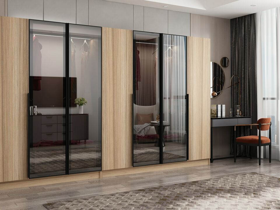 Nisa Plus 7 Kapaklı 4 Çekmece Dolap Dore Plus Dore Reflekte Cam