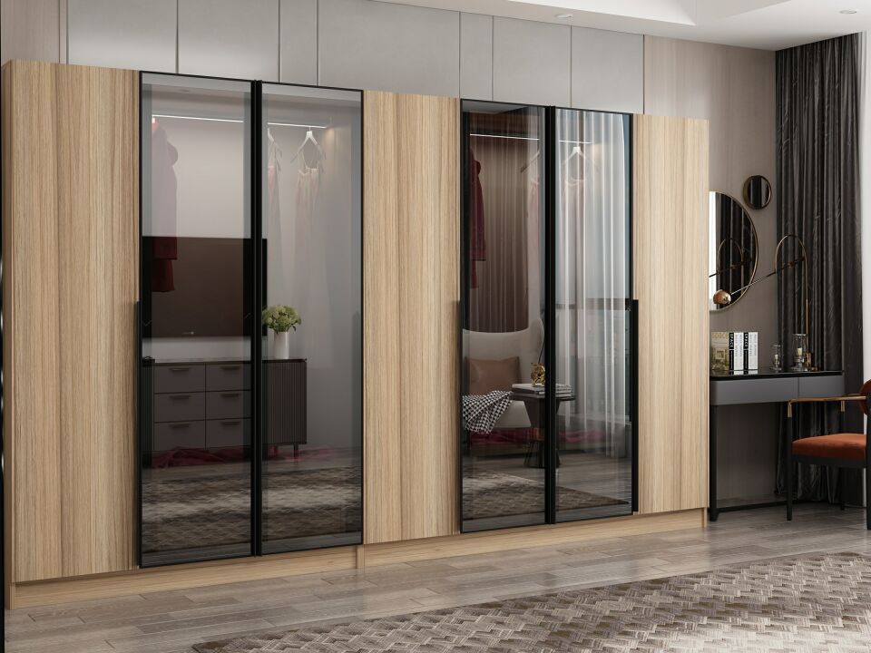 Nisa Plus 7 Kapaklı 4 Çekmece Dolap Dore Plus Dore Reflekte Cam