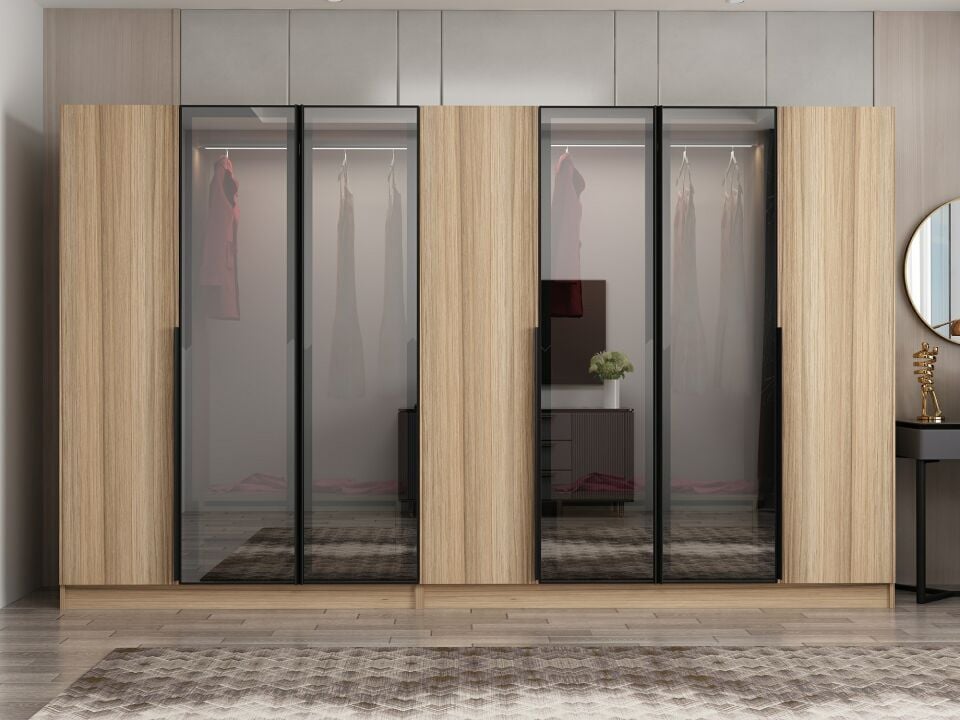 Nisa Plus 7 Kapaklı 4 Çekmece Dolap Dore Plus Dore Reflekte Cam