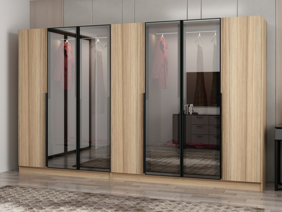 Nisa Plus 7 Kapaklı 4 Çekmece Dolap Dore Plus Dore Reflekte Cam