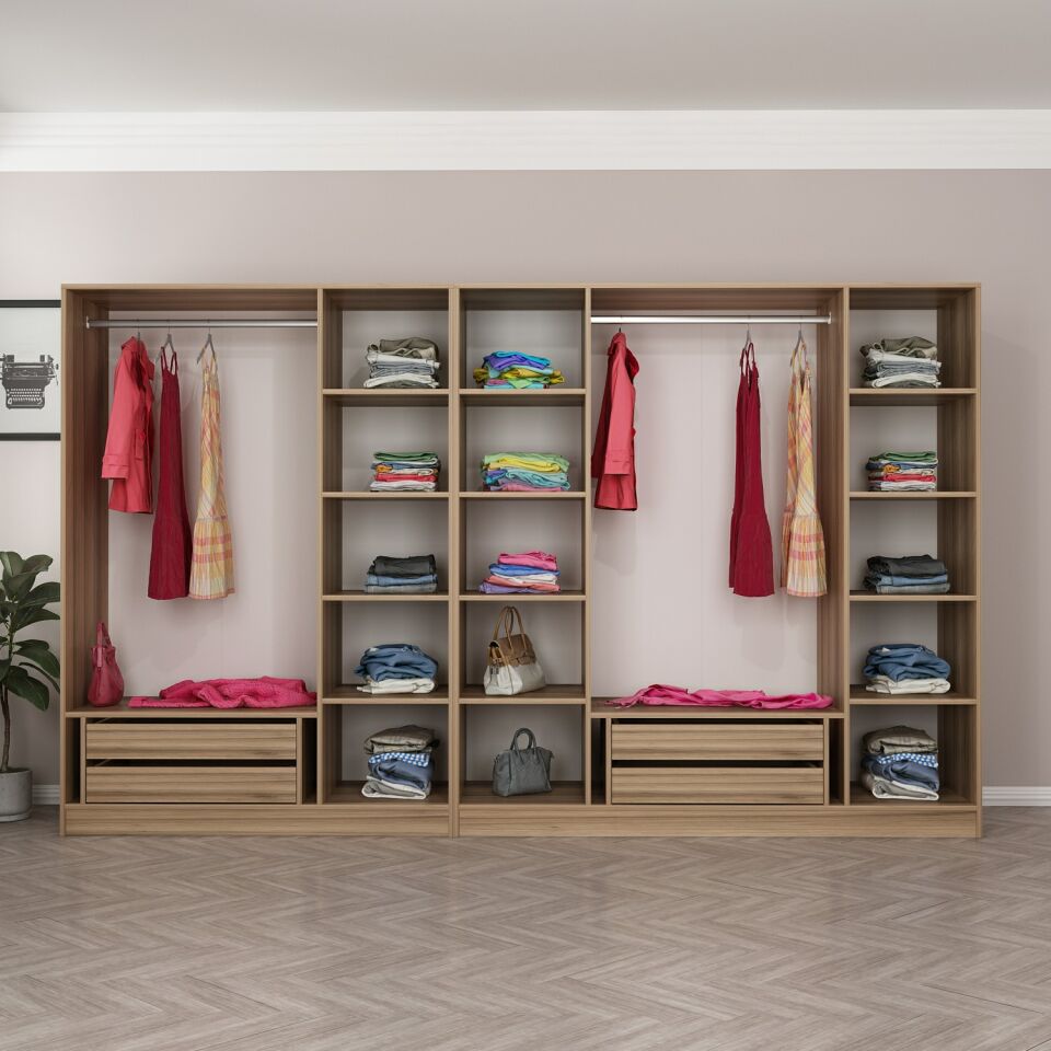 Nisa Plus 7 Kapaklı 4 Çekmece Dolap Dore Plus Dore Reflekte Cam