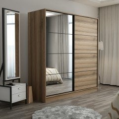 Minar Kale210Y 2K Sürgülü Dolap 220G - Dore Aynalı Dore