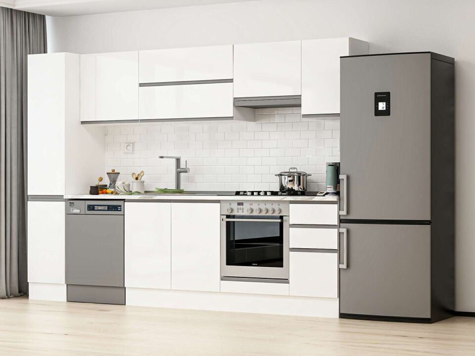 Alvinka 280X210 Cm High Gloss Mutfak Dolabı Mb-E80B40S40-1 High Gloss | Beyaz - Suntalam