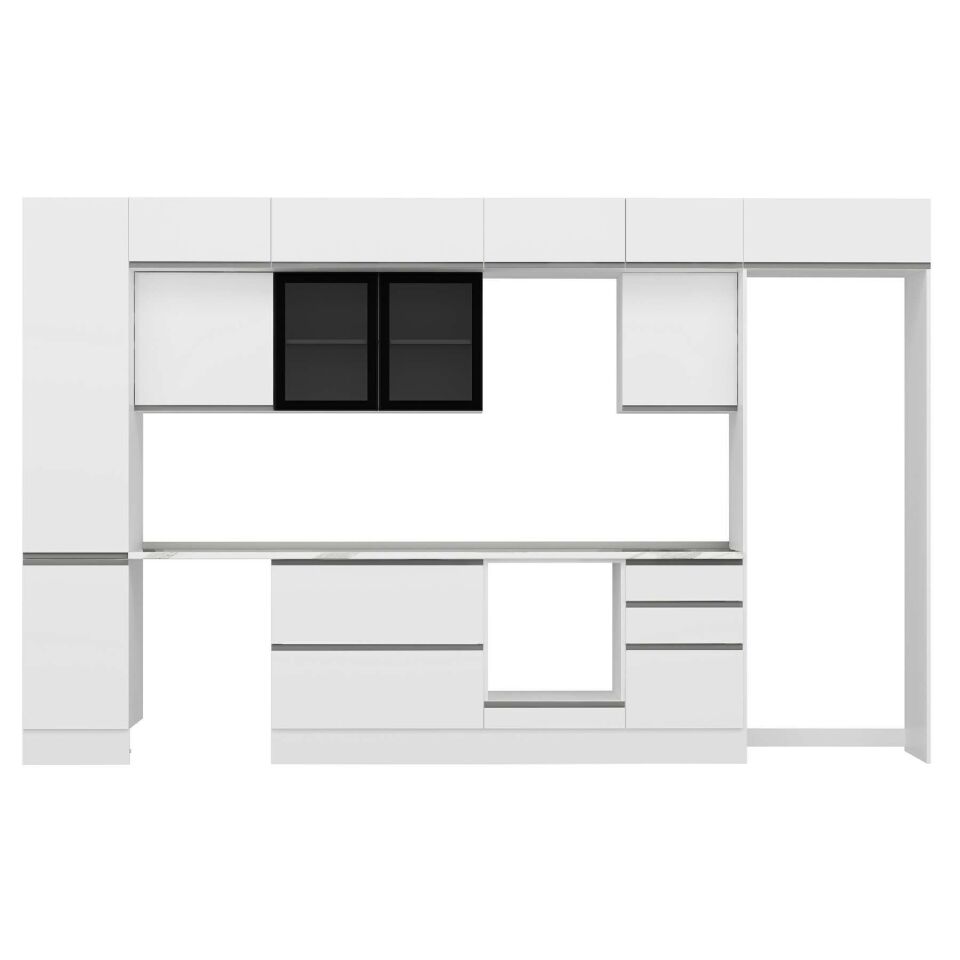 Alvinka 385X240 Cm High Gloss Mutfak Dolabı Mbb-E90B45S50-3 High Gloss | Beyaz - Suntalam