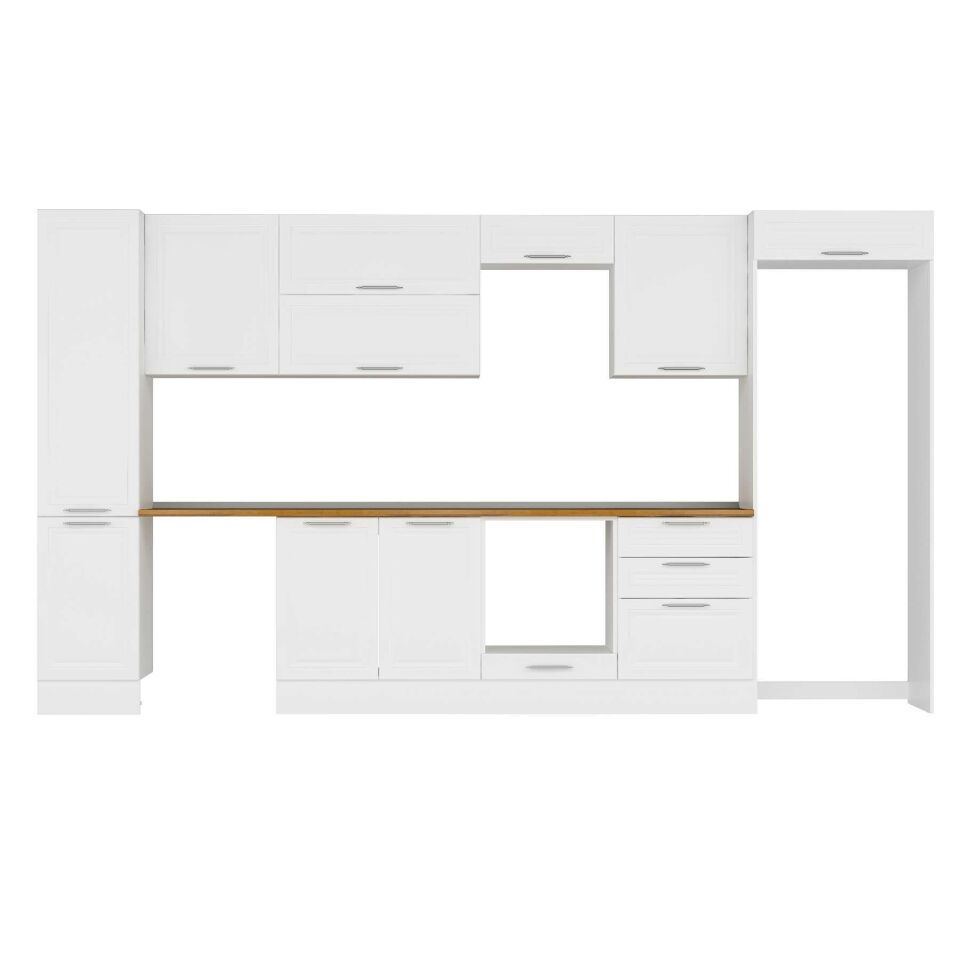Alvinka 395X222 Cm Klasik Mebran Mutfak Dolabı Mbb-E90B45S60-2 Mebran | Beyaz - Suntalam