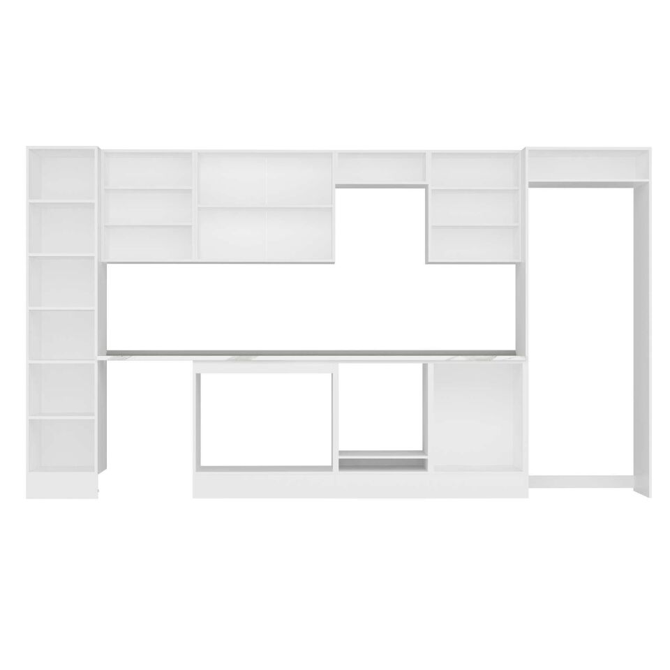 Alvinka 395X222 Cm Klasik Mebran Mutfak Dolabı Mbb-E90B45S60-2 Mebran | Beyaz - Suntalam