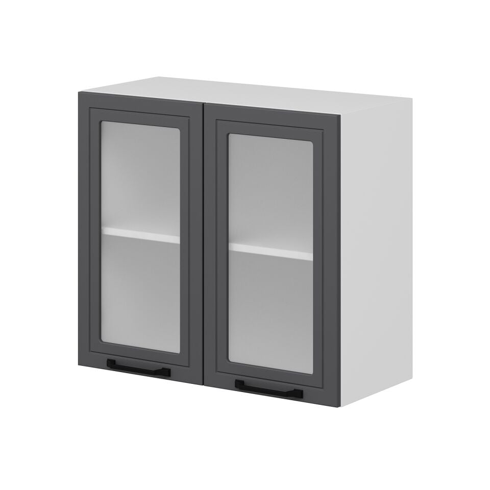 Alvinka Mutfak Modül Mbr_A Üst 2Dk1R 80-H72Cm Dolap Cam Beyaz Antrasit
