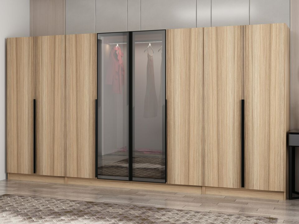 Nisa Plus 8 Kapaklı 2 Çekmece Dolap Dore Plus Dore Reflekte Cam