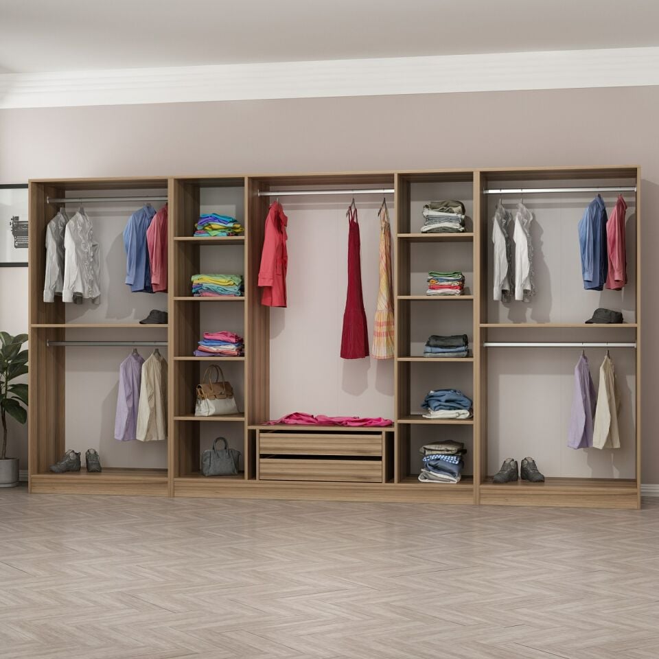 Nisa Plus 8 Kapaklı 2 Çekmece Dolap Dore Plus Dore Reflekte Cam