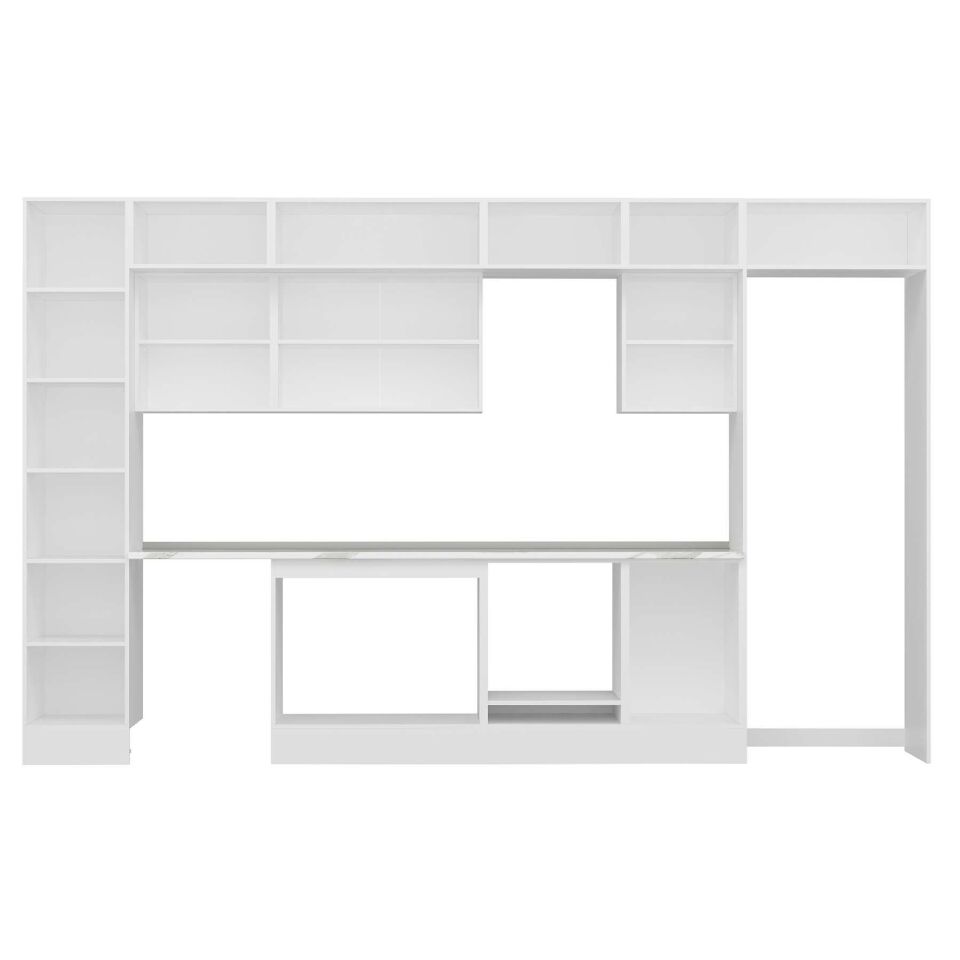 Alvinka 385X240 Cm High Gloss Mutfak Dolabı Mbb-E90B45S50-3 High Gloss | Beyaz - Mdf