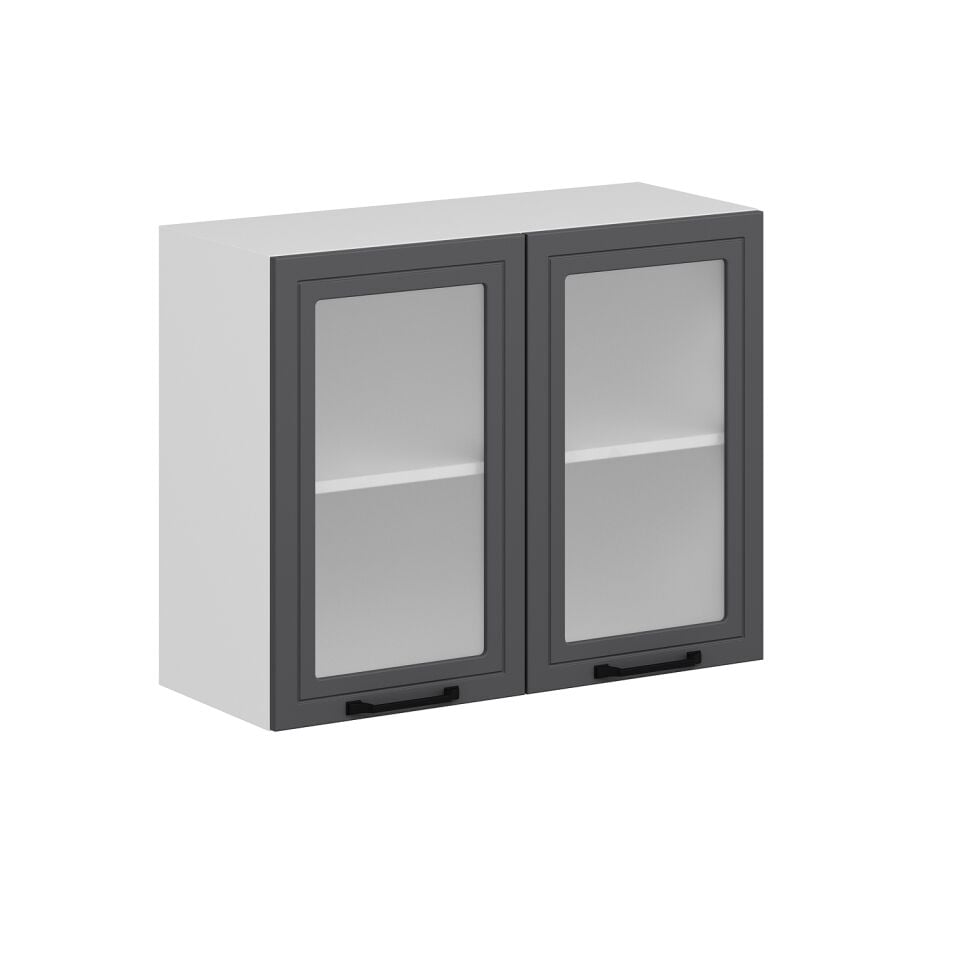 Alvinka Mutfak Modül Mbr_A Üst 2Dk1R 90-H72Cm Dolap Cam Beyaz Antrasit