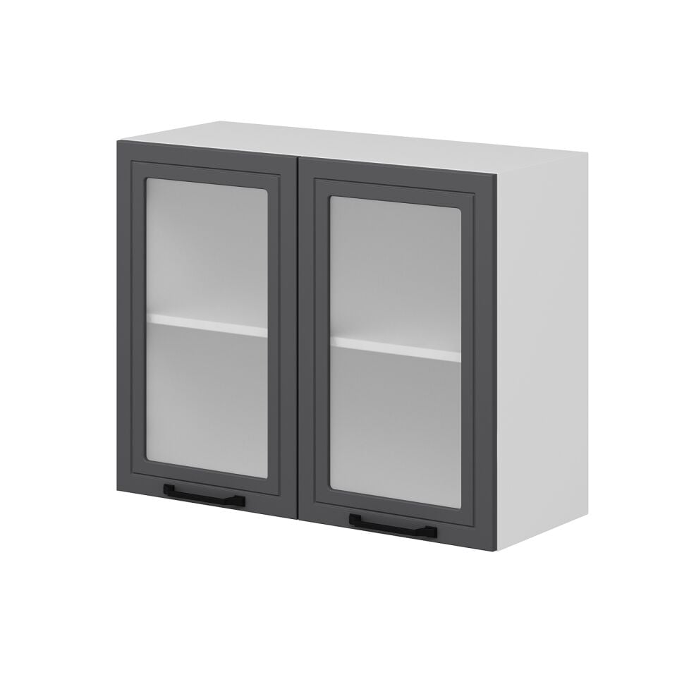 Alvinka Mutfak Modül Mbr_A Üst 2Dk1R 90-H72Cm Dolap Cam Beyaz Antrasit
