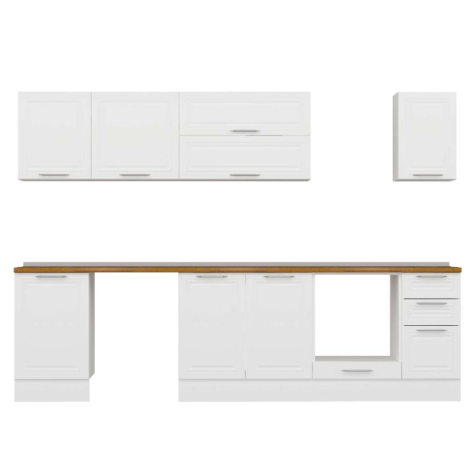 Alvinka 290X210 Cm Klasik Mebran Mutfak Dolabı M-E80S50S40-2 Mebran | Beyaz - Suntalam
