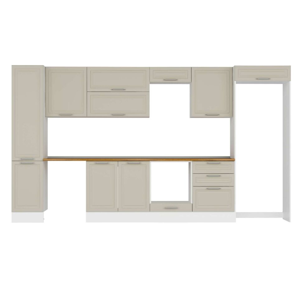 Alvinka 395X222 Cm Klasik Mebran Mutfak Dolabı Mbb-E90B45S60-2 Mebran | Kumtaşı - Suntalam