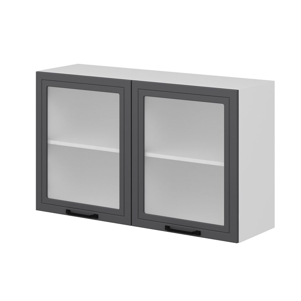 Alvinka Mutfak Modül Mbr_A Üst 2Dk1R 120-H72Cm Dolap Cam Beyaz Antrasit