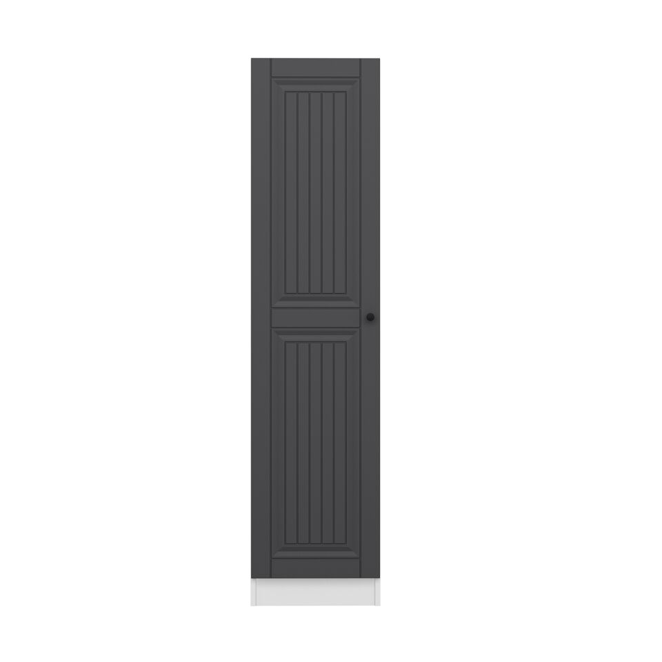 Minar Kale 1 Kapaklı Dolap İlkbahar Mebran 210CM - Beyaz/Antrasit - Raflı