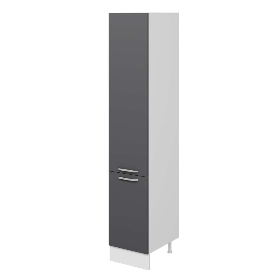 Alvinka Mutfak Modül Duz 45-H240Cm Boy Dolabı Beyaz Antrasit Mdf