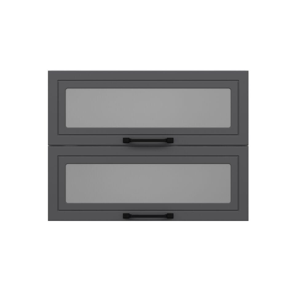 Alvinka Mutfak Modül Mbr_A Üst 2Yk1R 80-H60Cm Dolap Cam Beyaz Antrasit