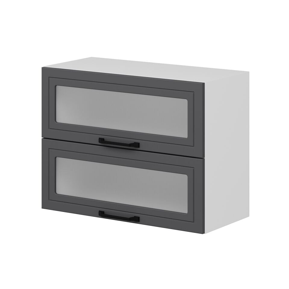 Alvinka Mutfak Modül Mbr_A Üst 2Yk1R 80-H60Cm Dolap Cam Beyaz Antrasit