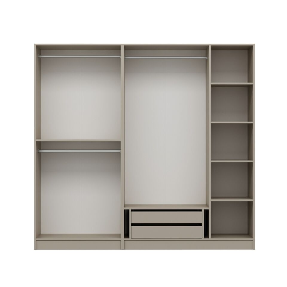 Nisa Plus 5 Kapaklı 2 Çekmece Dolap Kumtaşı Mebran Reflekte Cam