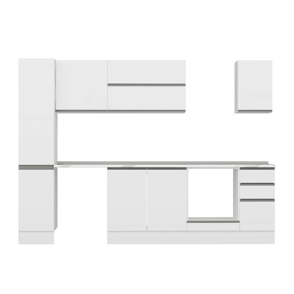 Alvinka 280X210 Cm High Gloss Mutfak Dolabı Mb-E80B40S40-2 High Gloss | Beyaz - Suntalam