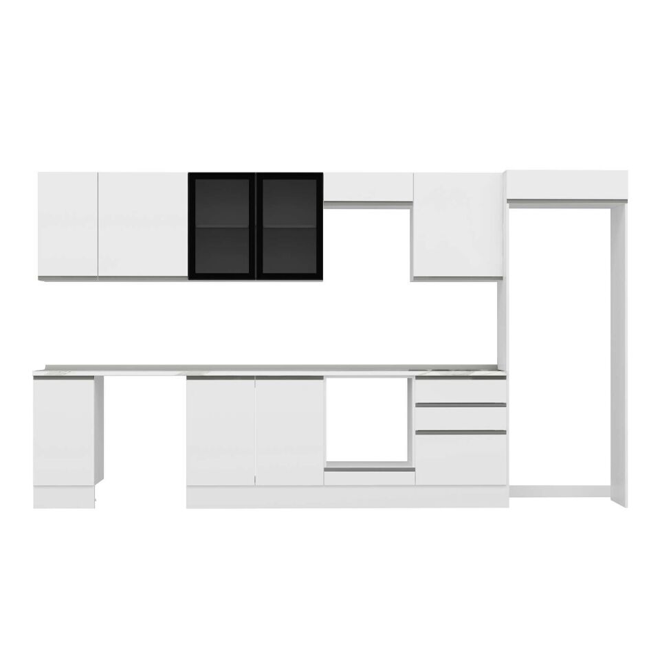Alvinka 390X222 Cm High Gloss Mutfak Dolabı Mb-E90S40S60-3 High Gloss | Beyaz - Suntalam