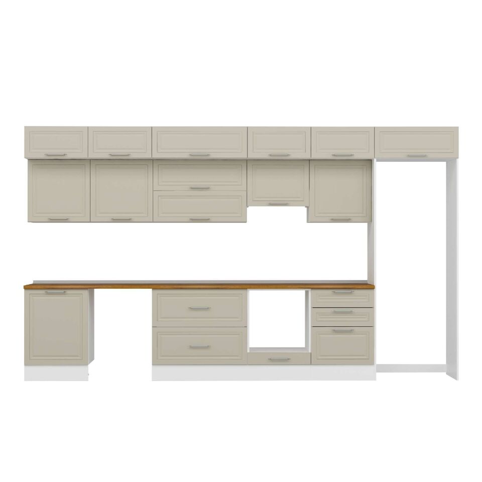 Alvinka 410X240 Cm Klasik Mebran Mutfak Dolabı Mb-E90S60S60-1 Mebran | Kumtaşı - Suntalam