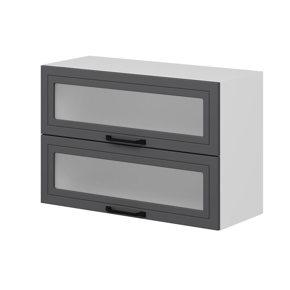 Alvinka Mutfak Modül Mbr_A Üst 2Yk1R 90-H60Cm Dolap Cam Beyaz Antrasit