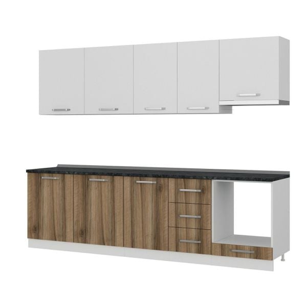 Minar 275 Cm Mutfak Dolabı Beyaz Dore 275-D8