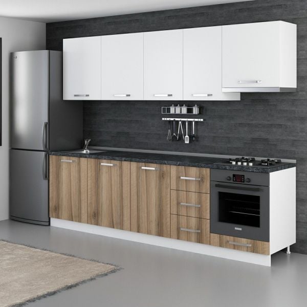 Minar 275 Cm Mutfak Dolabı Beyaz Dore 275-D8