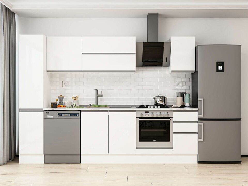 Alvinka 280X210 Cm High Gloss Mutfak Dolabı Mb-E80B40S40-2 High Gloss | Beyaz - Mdf