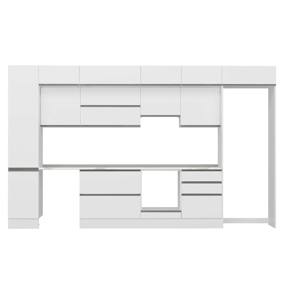 Alvinka 395X240 Cm High Gloss Mutfak Dolabı Mbb-E90B45S60-1 High Gloss | Beyaz - Mdf