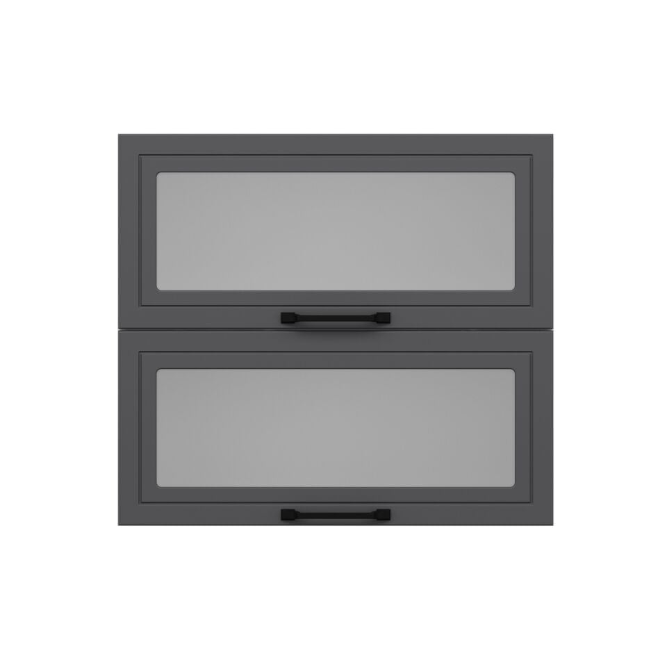 Alvinka Mutfak Modül Mbr_A Üst 2Yk1R 80-H72Cm Dolap Cam Beyaz Antrasit