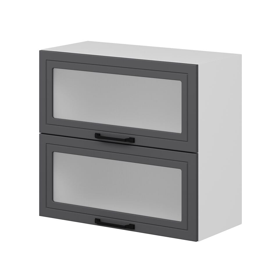 Alvinka Mutfak Modül Mbr_A Üst 2Yk1R 80-H72Cm Dolap Cam Beyaz Antrasit