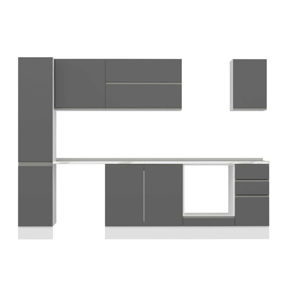 Alvinka 280X210 Cm High Gloss Mutfak Dolabı Mb-E80B40S40-2 High Gloss | Antrasit - Suntalam