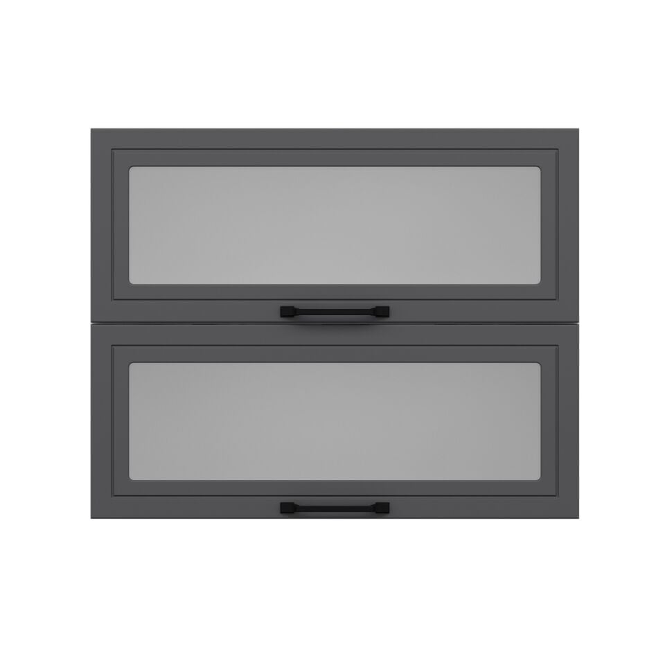 Alvinka Mutfak Modül Mbr_A Üst 2Yk1R 90-H72Cm Dolap Cam Beyaz Antrasit