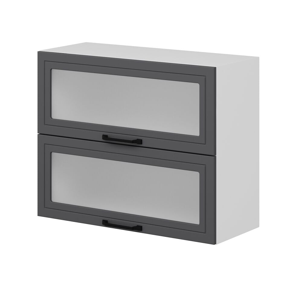 Alvinka Mutfak Modül Mbr_A Üst 2Yk1R 90-H72Cm Dolap Cam Beyaz Antrasit